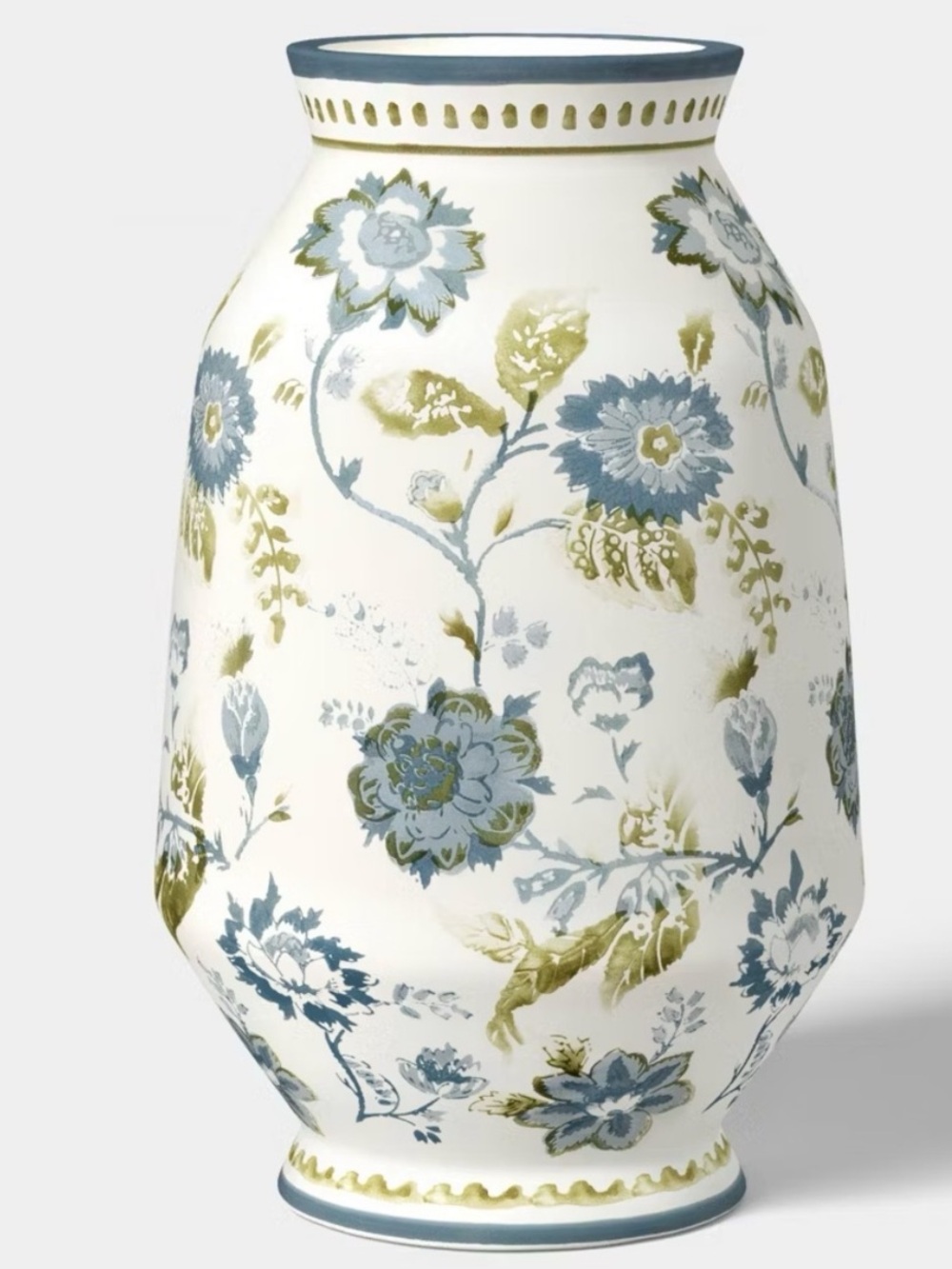 Tall Floral Painted Ceramic
Vase Blue/Green - Threshold™